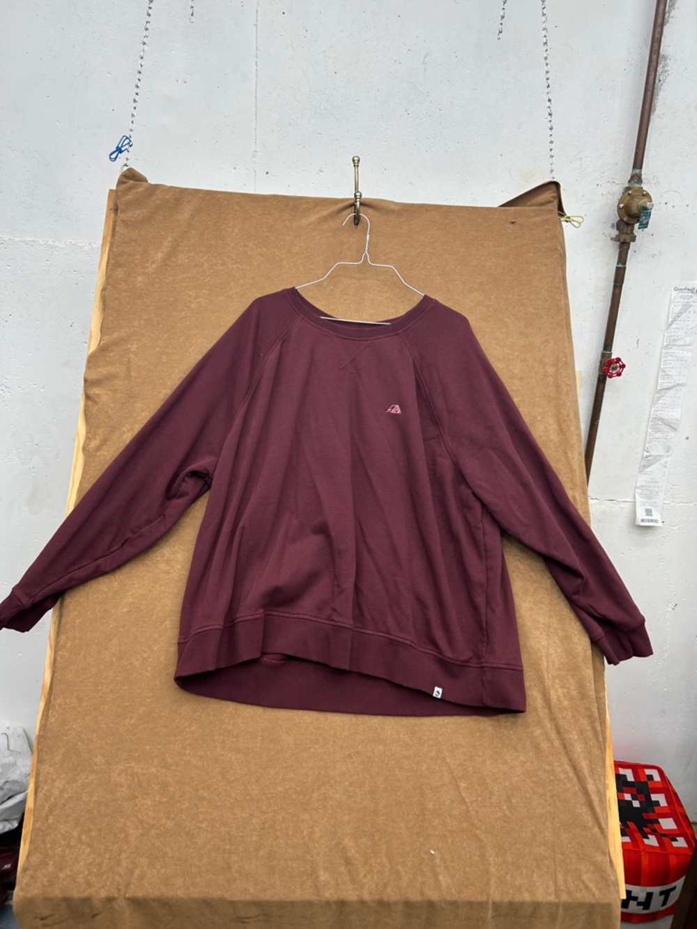 Women's Maroon Crewneck Sweatshirt with Small Logo